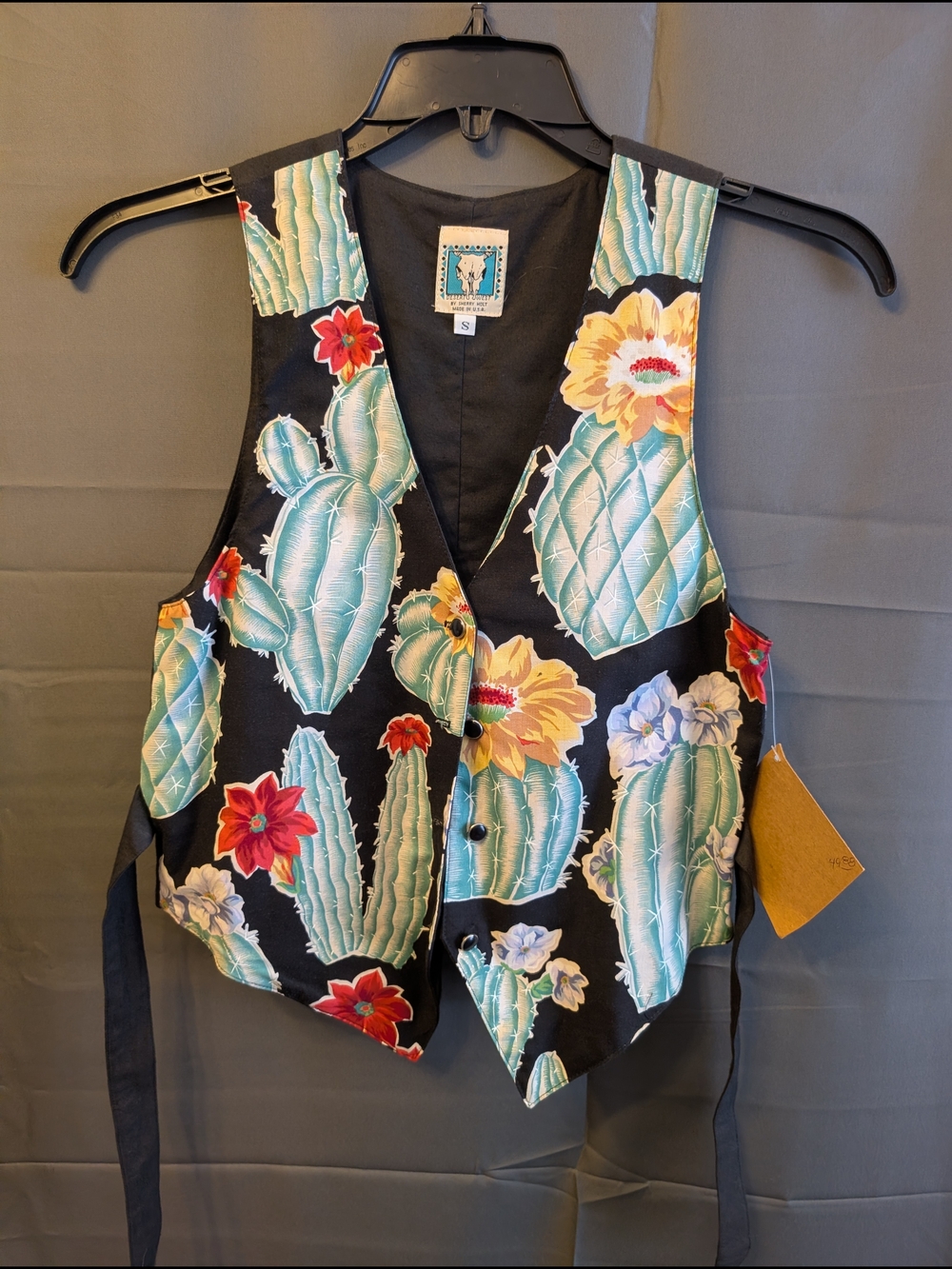 NWT Vintage Desert West by Sherry Holt Cactus Vest Southwest Rodeo Size S